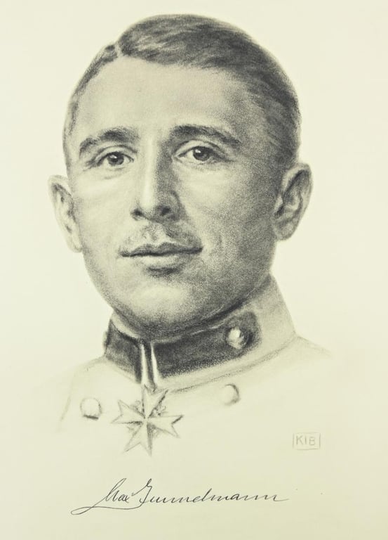 German Portrait Print/Litho of Flying Ace Max Immelmann by K.J.Böhringer