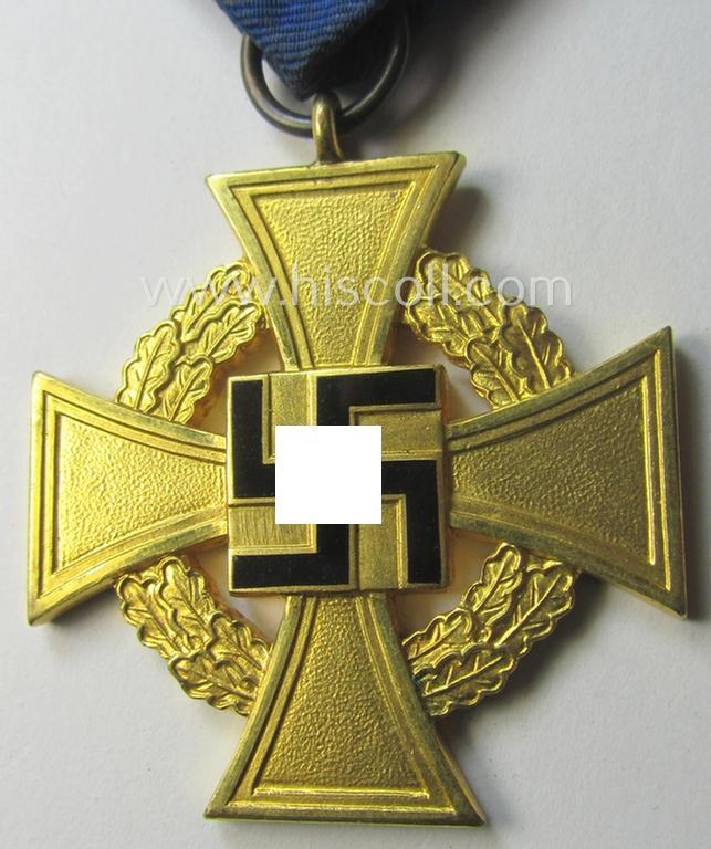 'Treuedienst Ehrenzeichen 1. Klasse' (or: golden-class, civil loyal-service-medal as was intended for 40 yrs. of loyal service) being a nicely preserved and non-marked specimen