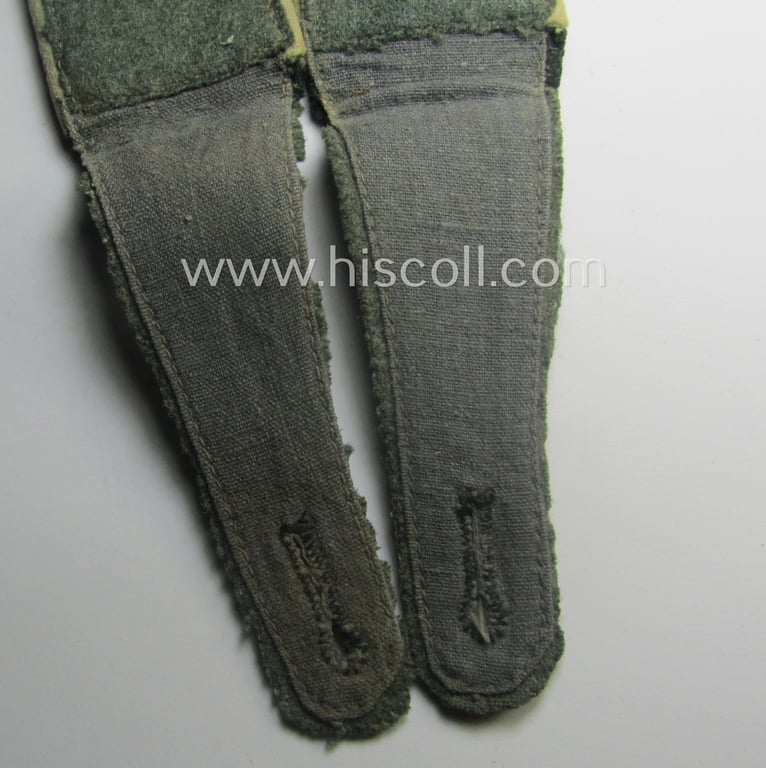 Truly used - matching, moth-damaged but nevertheless rarely encountered! - pair of WH (Heeres), early-war-period (ie. 'M36 o. M40'-pattern styled-) EM-type shoulderstraps as intended for a: 'Soldat eines Inf.-Rgts. der “Grossdeutschland”-Div.'