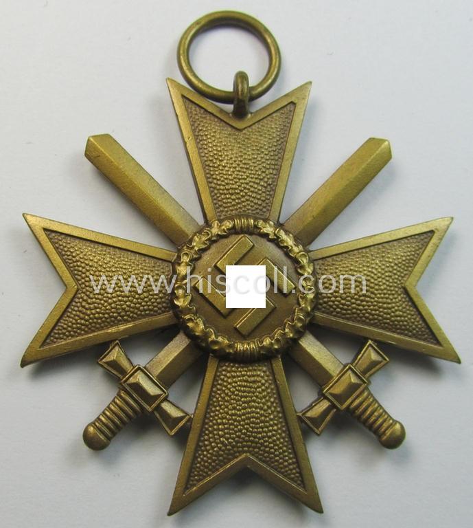 Neat medal-set: 'KvK 2. Klasse mit Schwertern' being a maker- (ie. '63'-) marked (and just minimally used) specimen by the maker- (ie. 'Hersteller') named: 'Franz J. Klast & Söhne' and that comes as issued and found