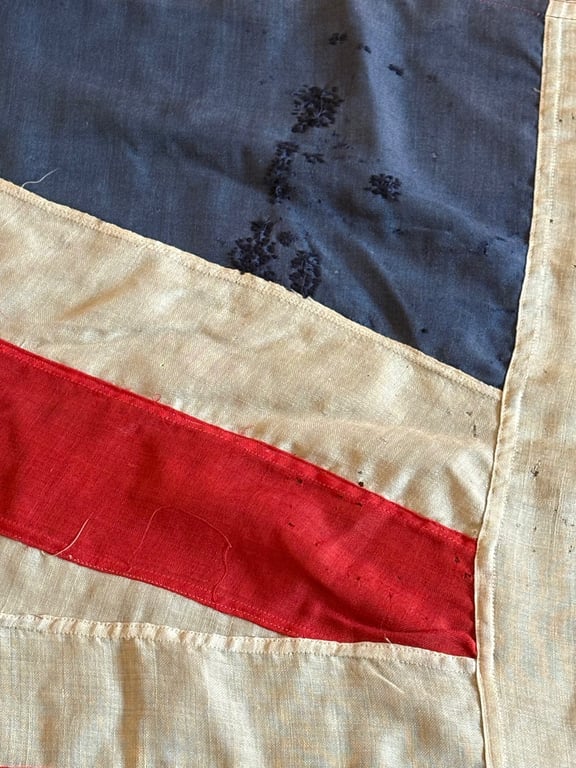 RARE WW1 PATRIOTIC RECRUITMENT PANEL STICHED BRITISH UNION JACK FLAG.