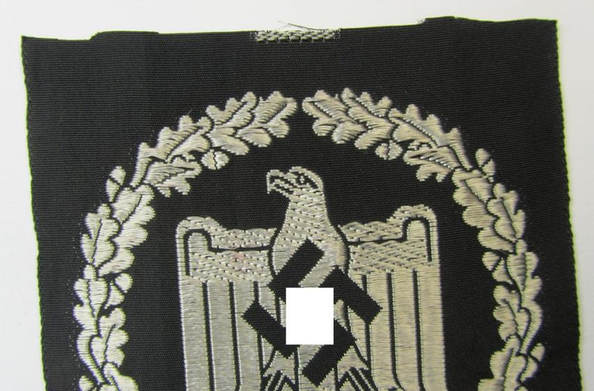 Neat, silver-class sports-shirt-patch that is dated: '1944' as was executed in neat 'BeVo'-weave pattern as was used by the members of the: 'Nationalsozialistischer Reichsbund für Leibesübungen' (ie. 'N.S.R.L.')