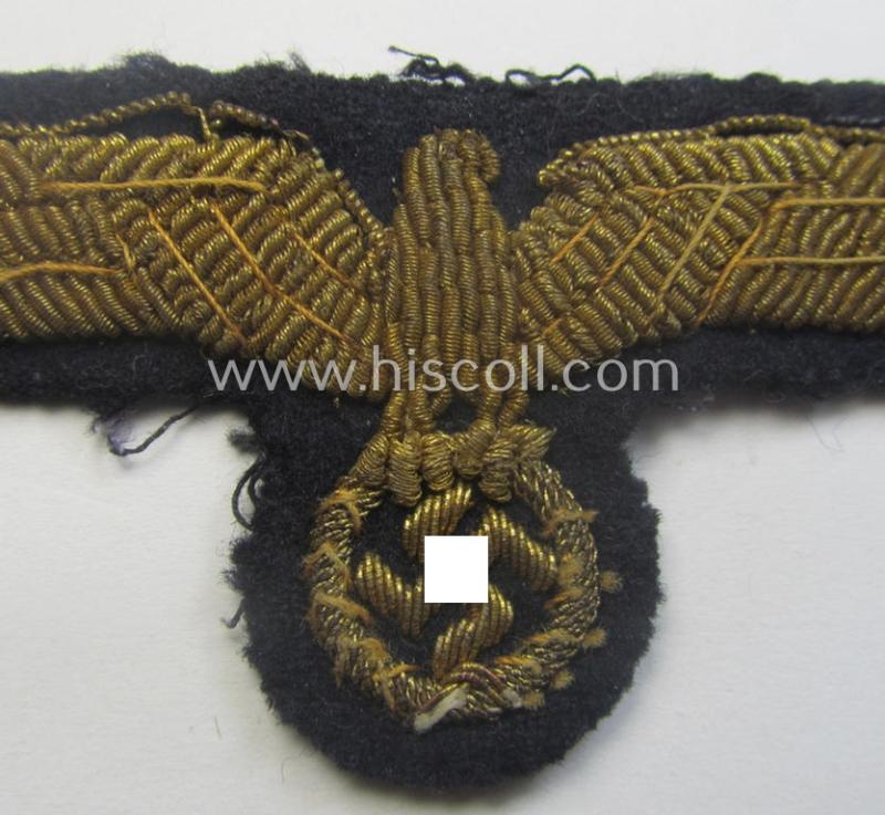 Clearly tunic-removed, WH (Kriegsmarine) officers'-type, hand-embroidered breast-eagle