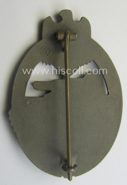 Superb - and hardly used- nor worn! - 'Panzerkampfabzeichen in Bronze' being a clearly maker- (ie. 'KWM'-) marked (and/or: typical zinc- ie. 'Feinzink'-based-) example as was procuced by the: 'Karl Würster'-company