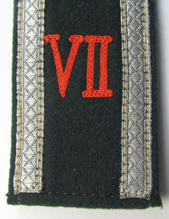 Single, early- (ie. pre-war-) period, WH (Heeres) 'cyphered' (pointed-styled-), NCO-type (ie. 'M36'-pattern-) shoulderstrap, as was intended for usage by an: 'Unteroffizier des Wehr-Ersatzdienstelle im Wehrkreises VII'