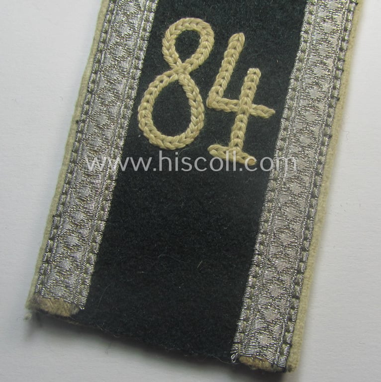 Single, early-war-period- (ie. 'M40'-pattern) 'cyphered' WH (Heeres) NCO-type shoulderstrap as was intended for an: 'Unteroffizier u. Mitglied des Infanterie-Rgts. 84'