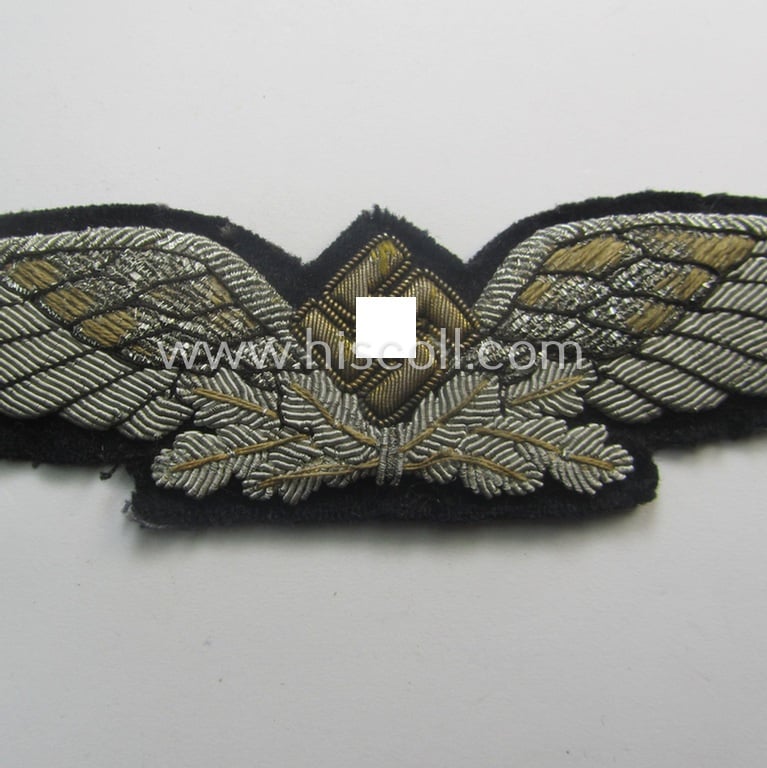 Early-period - and very unusual! - so-called: 'Ziviler Lufthansa' hand-embroidered cap-wreath ie. cocarde as intended for a 'Lufthansa' officers'-type visor-cap (ie. 'Schirmmütze') being a neatly personalised example