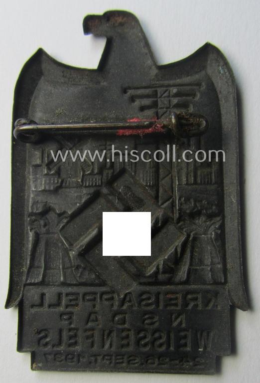 Commemorative, reddish-bronze-toned N.S.D.A.P.-related day-badge (ie. 'tinnie') as issued to commemorate the: 'Kreisappell - NSDAP Weissenfels - 24.-28. Sept. 1937'