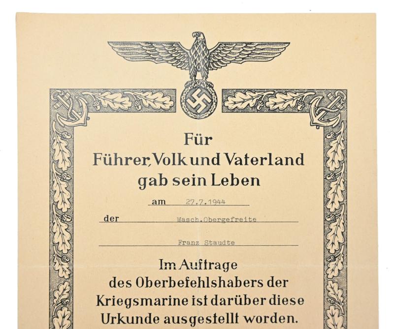 German KM Death Certificate