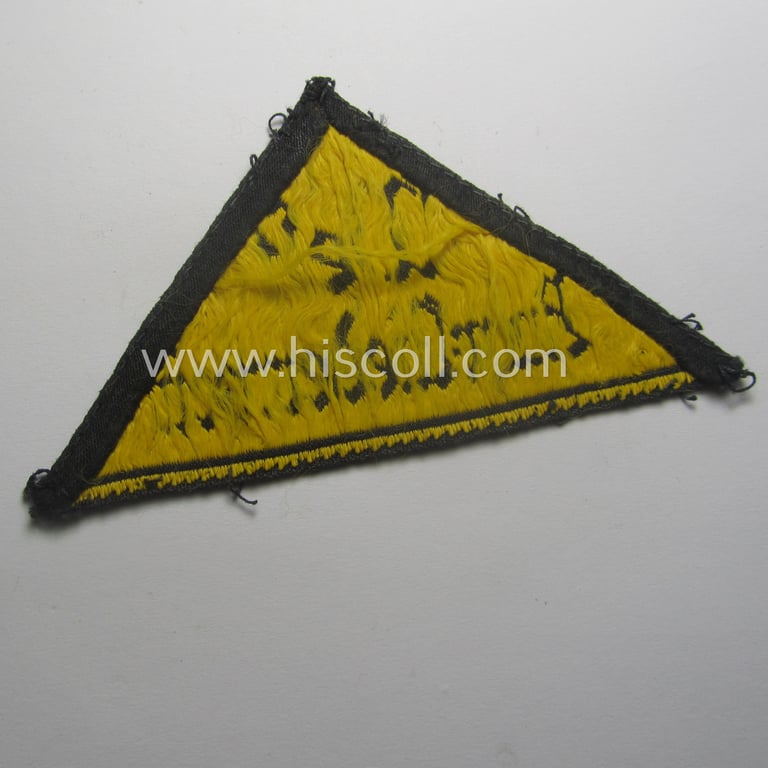 'HJ' ('Hitlerjugend') district-triangle (ie. 'Gebietsdreieck') entitled: 'West Ruhr-Niederrhein' (being a moderately used- ie. worn example that regrettably misses its 'RzM'-etiket)