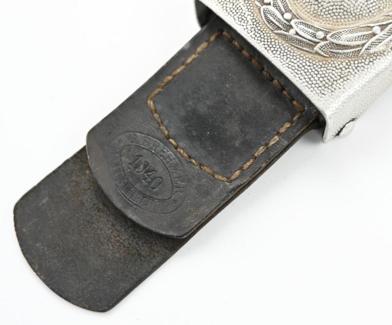 German LW Beltbuckle with Leather Tab 'GB' 1940