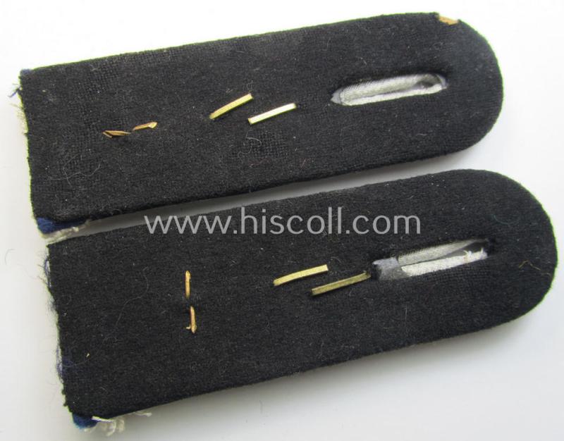 Pair of Waffen-SS, 'cyphered' officers'-type shoulderboards : 'Obersturmführer' (ie. lieutnant first-class) who served within the: 'Waffen-SS Sanitäts-Trpn.'