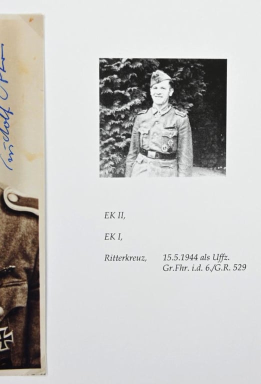 Signature of Wehrmacht Heer KC Recipient 'Rudolf Otto'