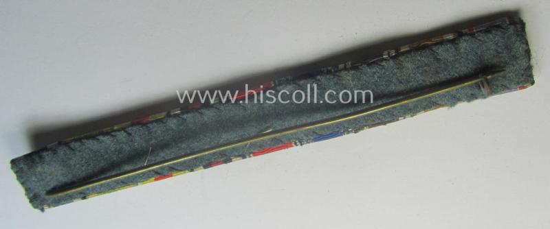 Unusually encountered, longer-sized- (ie. 9-pieced!) WWI- (ie. TR-period and/or N.S.D.A.P-) related ribbon-bar (ie. 'Feld- o. Bandspange') showing amongst others two 'N.S.D.A.P.-Dienstauszeichnungen der 2. u. 3. Stufe'