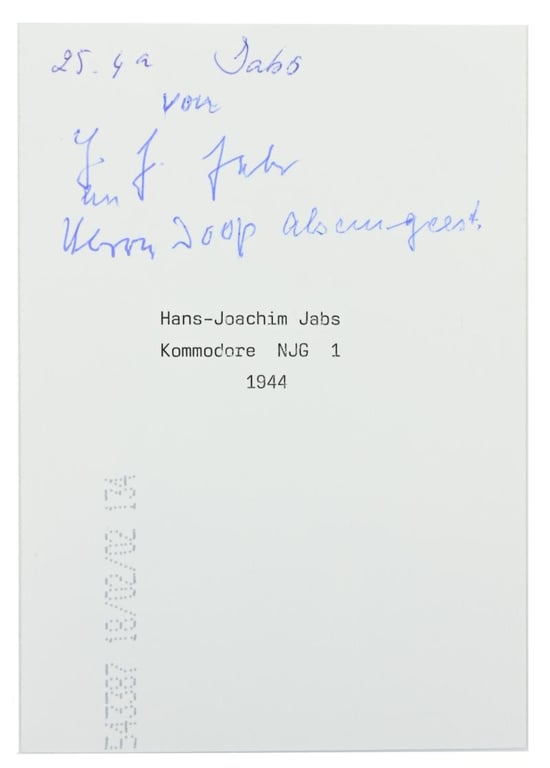 Signature of Wehrmacht Heer KC Recipient 'Hans-Joachim Jabs'
