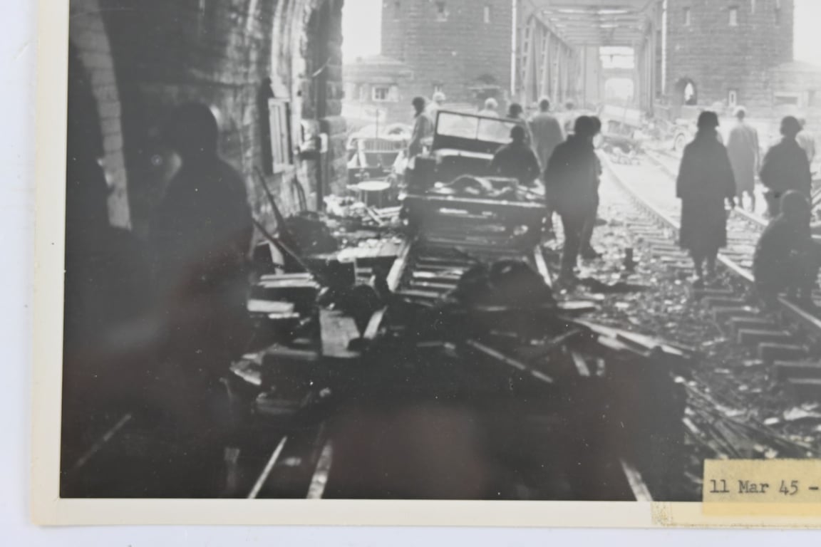 US WW2 Press Photo 'Remagen Bridge'