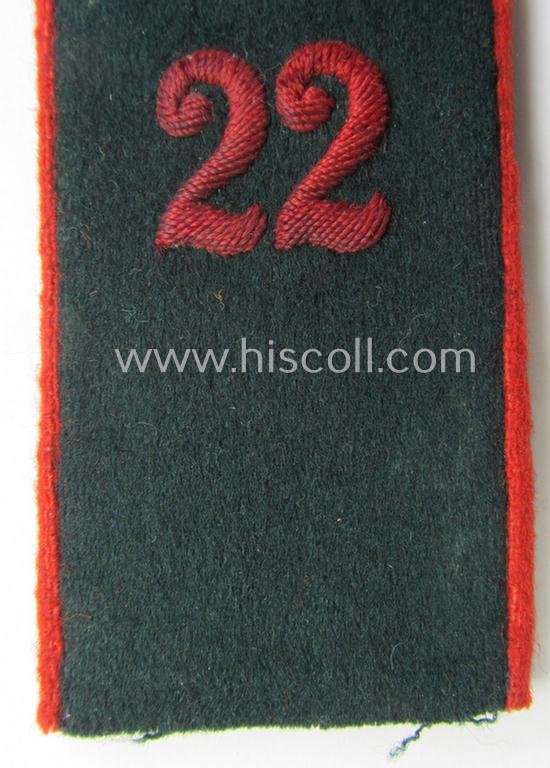 Single - and actually not that often seen! - WH (Heeres) EM-type (ie. 'M36-/M40'-pattern- and/or: 'rounded styled-') neatly 'cyphered' shoulderstrap as was intended for usage by a: 'Soldat des Artillerie-Regiments 22'