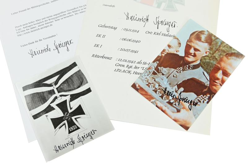 Signature of Waffen-SS KC Recipient 'Heinrich Springer'