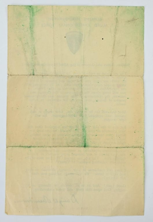 US WW2 Eisenhower D-Day Letter 6 June 1944
