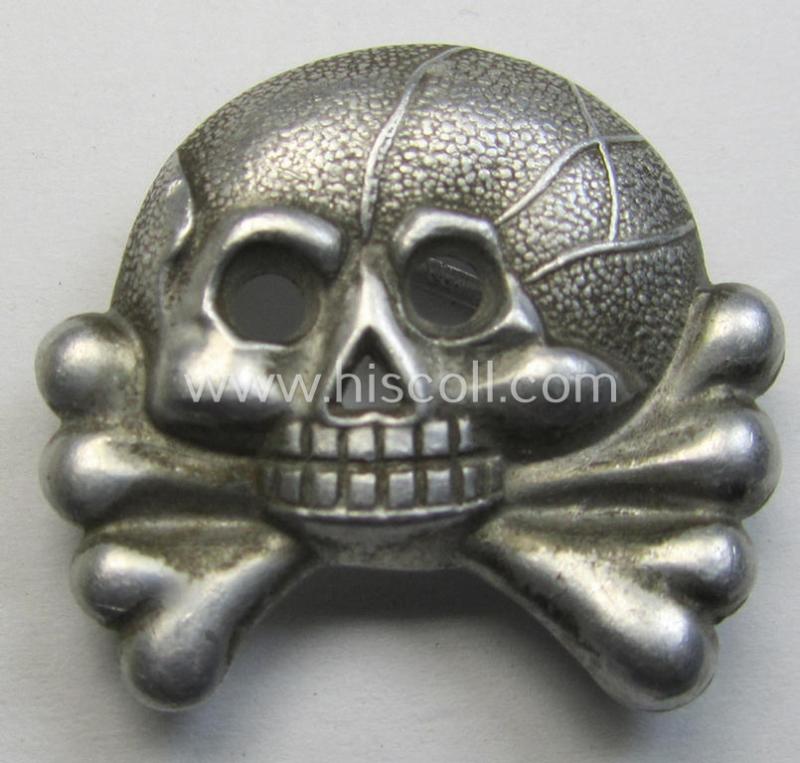 Superb - and/or matching! - pair of pre- (ie. early-war-) period, 'standard-issue'-pattern WH (Heeres) aluminium-based skull-devices ('Totenköpfe') as intended for usage on (amongst others) the 'Panzer'-collar-tabs