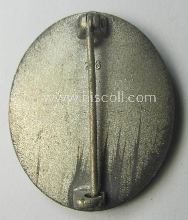 'Verwundeten-Abzeichen in Silber' being a clearly maker- (ie. '26'-) marked- and typical zinc- (ie. 'Feinzink'-) based example as was produced by the desirable maker: 'B.H. Mayer's Kunstprägeanstalt'