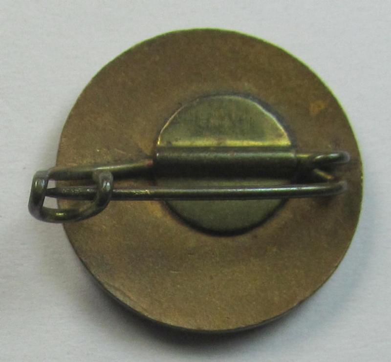 Superb - darker-red-coloured and very nicely preserved! - so-called: 'N.S.D.A.P.'-supporter-pin- ie. party-badge (or: 'Parteiabzeichen') being a smaller-sized specimen that it totally void of a makers'-designation