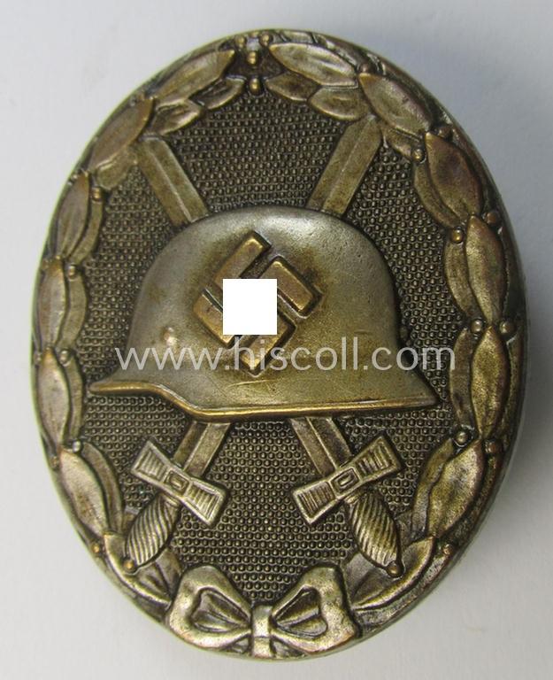 Attractive - and luxuriously-styled! - example of a: 'Verwundeten-Abzeichen in Silber' being a clearly maker- (ie. '4'-) marked, 'Buntmetall'-based example by the maker (ie. 'Hersteller') named: 'Steinhauer & Lück'