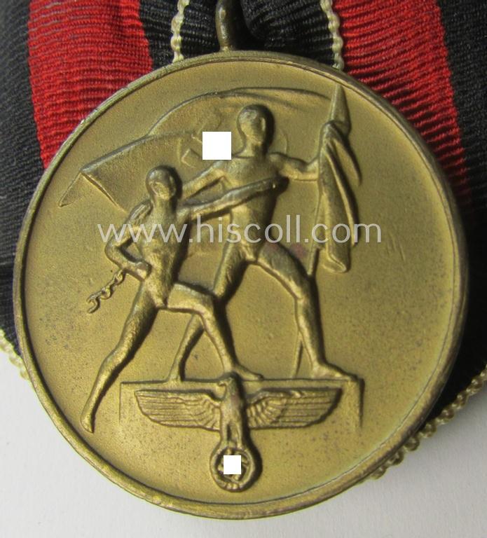 'Einzelspange' (ie. single-pieced medal-bar) showing a Czech 'Anschluss'- (ie. occupation-) medal: '1 October 1938'