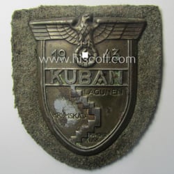 Truly worn, WH (Heeres ie. Waffen-SS) 'Kuban'-campaign-shield that...