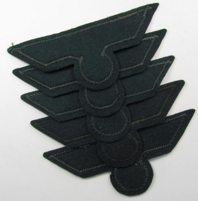 WH (Heeres) breast-eagle as executed in 'BeVo'-type-, so-called: 'flat-wire'-weave-pattern and pre-mounted on darker-green-coloured wool, as was intended for usage by soldiers (ie. NCOs) on their dress-tunics (ie. 'Waffenröcke')