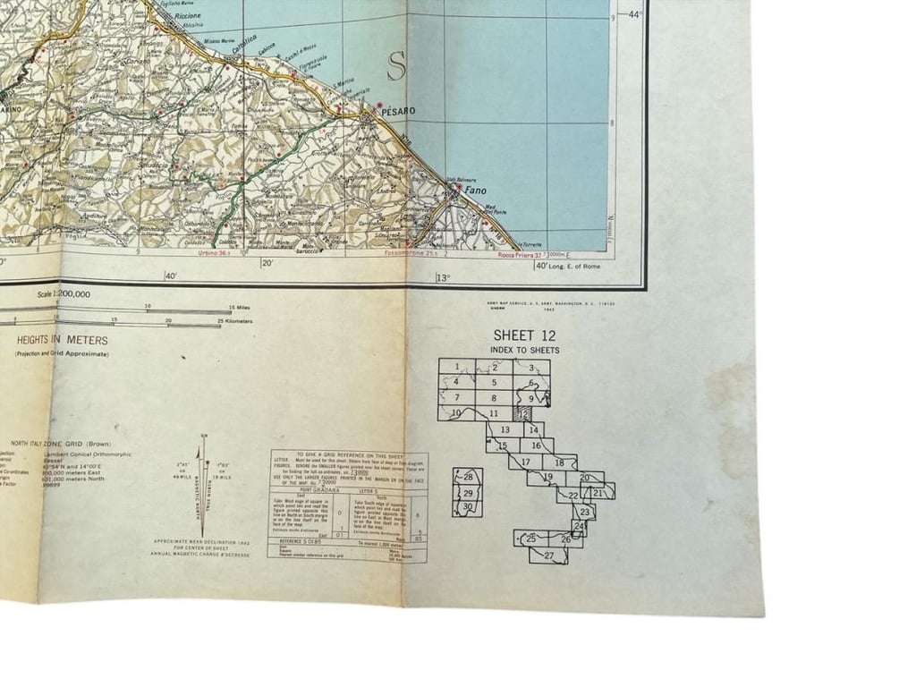 US WWII Road Map for the Italian Campaign ( Sheet nr 12 )