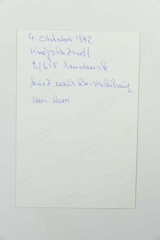 Signature of Wehrmacht Heer KC Recipient 'Hans Sturm'