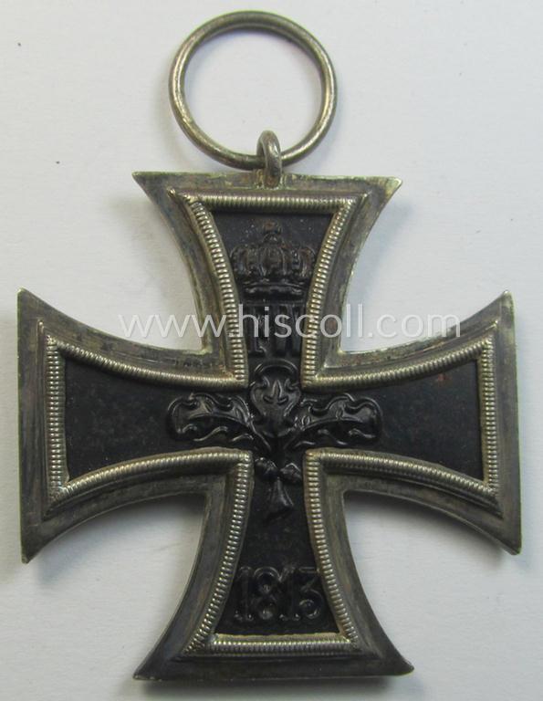 Attractive, WWI-period: 'Eisernes Kreuz II. Klasse' (or: iron cross second class) being a typical non-maker-marked example that comes together with its (minimally) confectioned piece of ribbon (ie. 'Bandabschnitt')