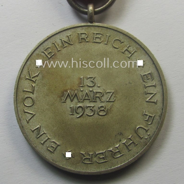 WH Austrian-occupation- (ie. 'Anschluss'-) medal: '13. März 1938' that came with its single-pieced ribbon-bar as issued and/or recently found