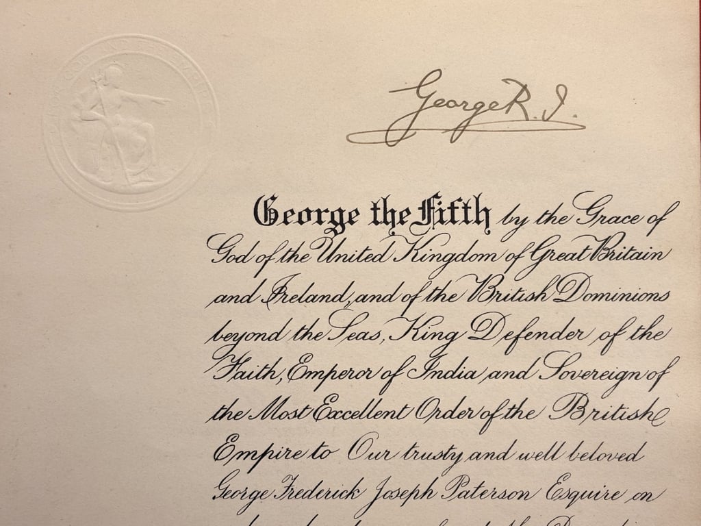 AUTHENTIC MILITARY CITATION HAND SIGNED BY HRH KING GEORGE & PRINCE EDWARD.
