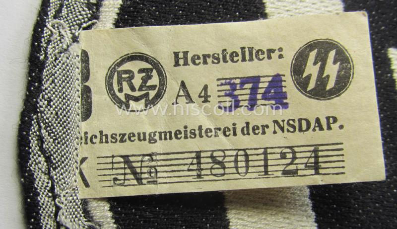 Waffen-SS sport-shirt emblem as executed in the neat 'BeVo'-weave pattern that still retains its period-attached 'RzM'-etiket and that comes in an overall very nice- (ie. 'virtually mint'-), condition