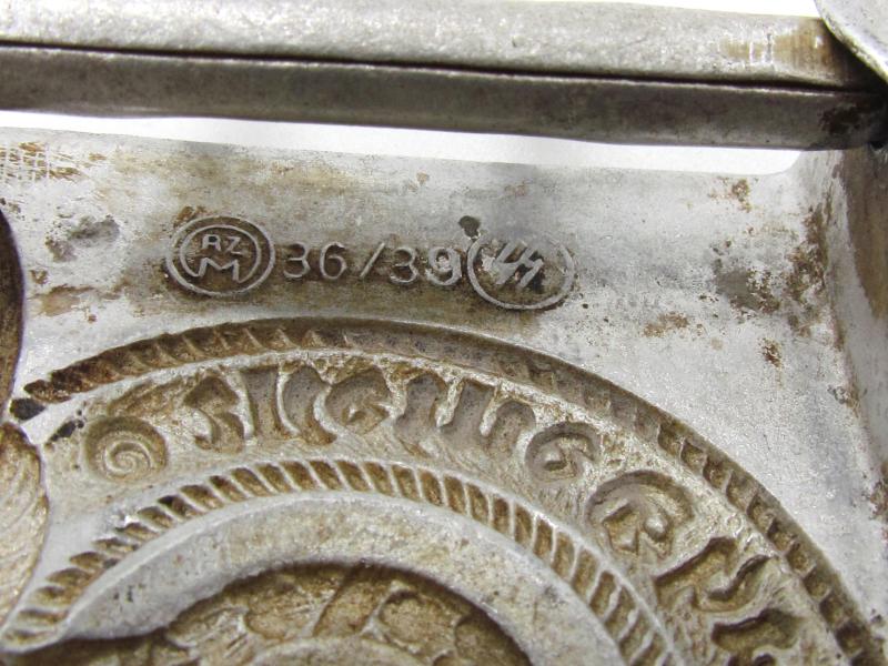 Waffen-SS Aluminum belt buckle by SS 36/39 RZM