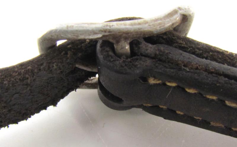 Early German helmet chin strap with aluminum buckle