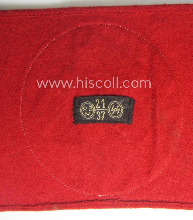 'Extra Qualität', N.S.D.A.P.- (ie. SS-) pattern, smooth-woolen-based swastika-armband (ie. 'Armbinde') that still retains its period-attached & linnen based 'RzM 21/37 SS'-label