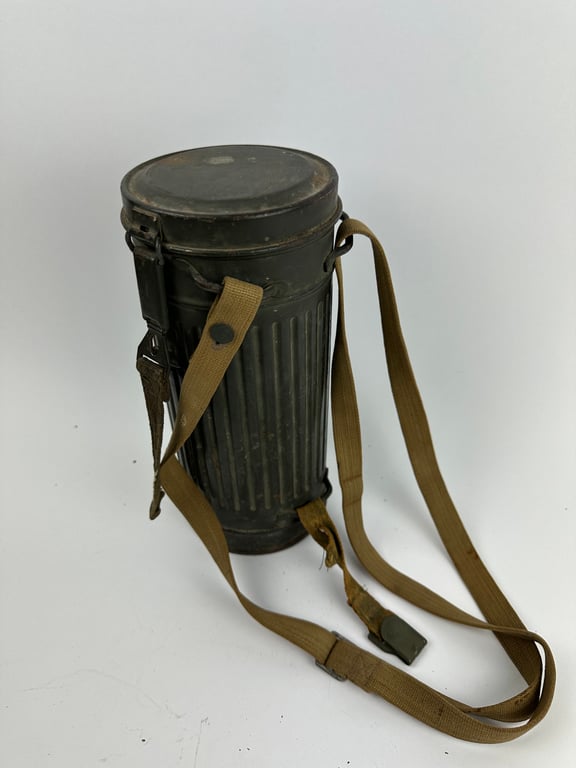 WW2 German Gas Mask & Canister With Cleaning Cloth , Spring & Spare Lenses
