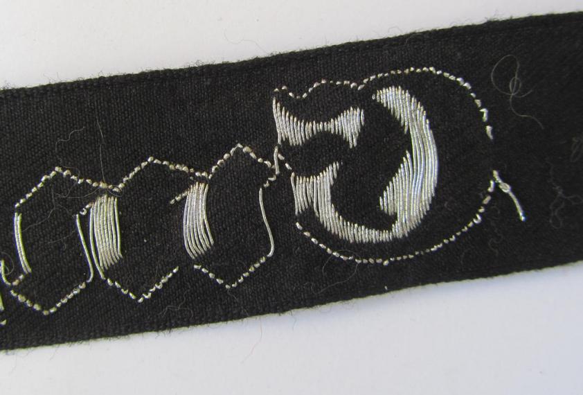 Attractive, RAD (ie. 'Reichsarbeitsdienst') officers'-pattern, commemorative cuff-title (ie. 'Dienstärmelstreifen') depicting the text: 'Emsland' (as was intended for commisioned-staff working on the various 'Westwall'-fortifications)