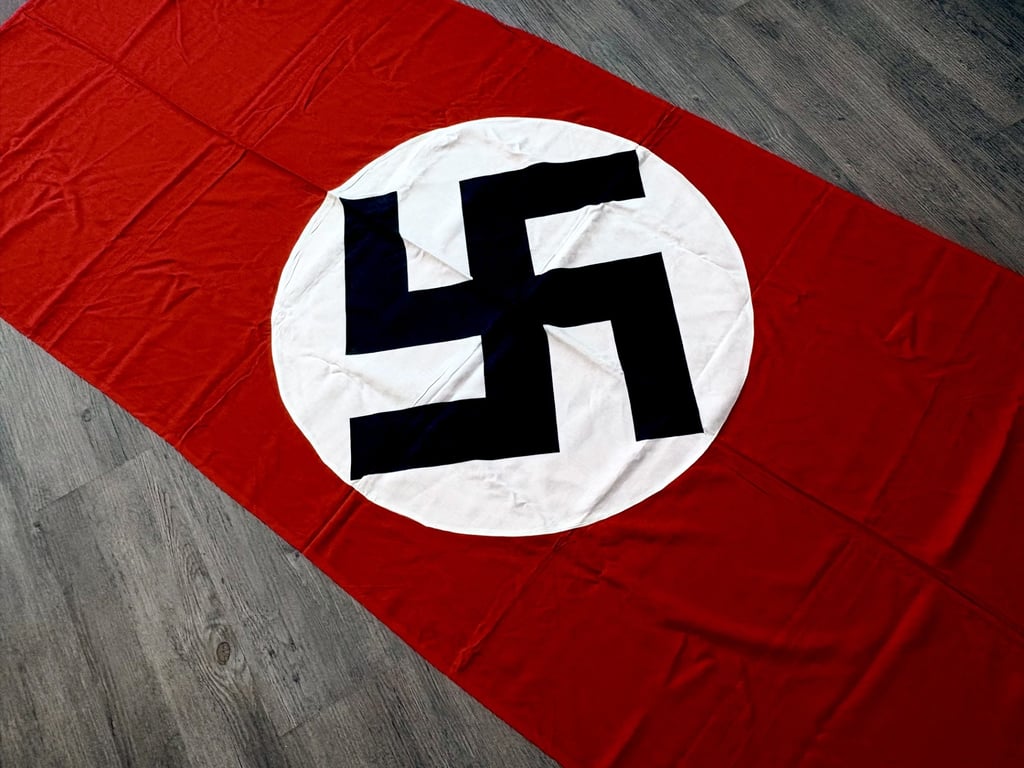 GERMAN WWII LARGE THIRD REICH NSDAP NAZI DOUBLE SIDED DRAPE ADDITIONAL PHOTOS