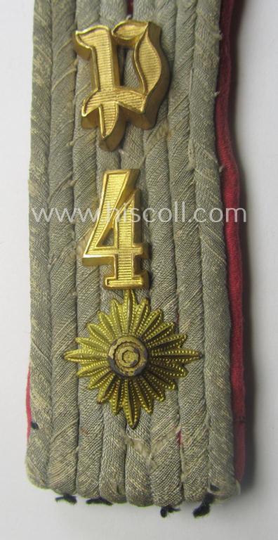 Single, WH (Heeres) 'cyphered', officers'-type shoulderboard: 'Oberleutnant des Panzerabwehr-Abtlgs. 4'