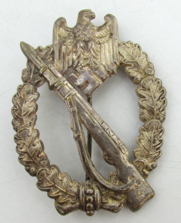 Infantry Assault Badge in Silver – Otto Schickle, Early Tombak Type