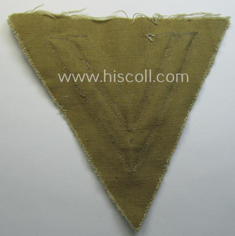 WH (Luftwaffe) tropical-styled, 'Armwinkel' (or: arm-chevron) as executed on typical beige- ie. tan-coloured linnen as was specifically intended for usage by a soldier with the rank of an: 'Obergefreiter'
