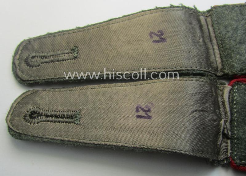 Pair of early- (ie. mid-) war-period WH (Heeres), 'M40'- (ie. 'M43-) pattern 'cyphered' EM-type shoulderstraps (with firmly-attached 'Überschuben'!): 'Soldat u. Mitglied des Veterinär-Abtlgs. 12'