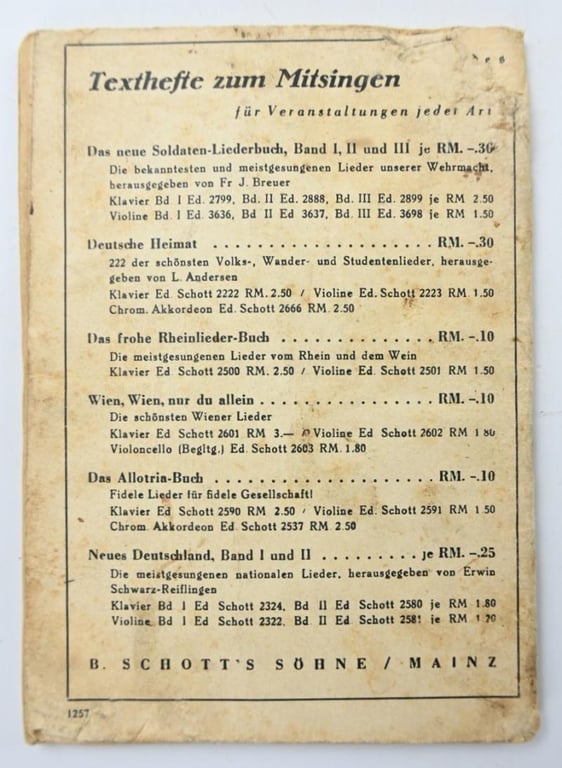German WH Marching Songs Pocket Book