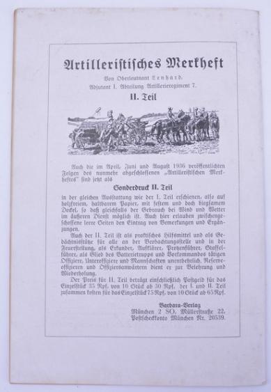 German WH Magazine 'Artilleristische Rundschau' 1936