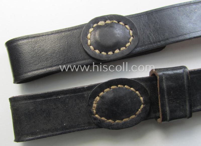 Attractive, early-war-period, generic-type 'standard-issue'-pattern, black-coloured- and/or leather-based WH carrying-strap (ie. 'Trageriemen') being a 'virtually mint' example that bears an impressed makers'-designation and/or date: '1941'
