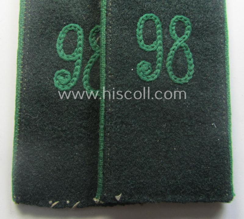 Moderately used - and very desirable! - pair of WH (Heeres) 'M40'-pattern) 'cyphered' EM-type shoulderstraps as intended for a: 'Soldatdes Gebirgsjäger-Rgts. 98'